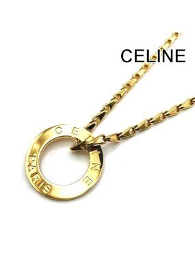 Celine Vintage Circle Necklace Gold